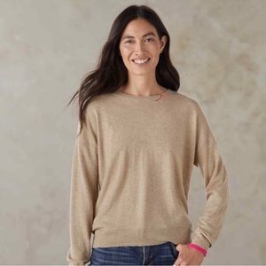 Sundry Smile Crewneck Sweater Tan Cashmere Wool Blend size 3/Large